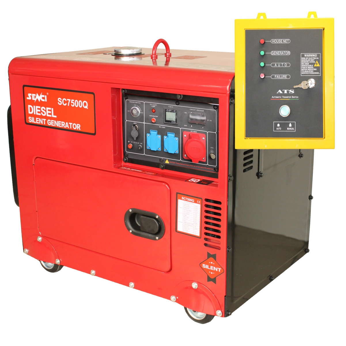 7500Q-3_ATS Generator insonorizat SENCI SCD7500Q-3 ATS putere max 4,8 KW/400V, Diesel ATS inclus - imagine 1
