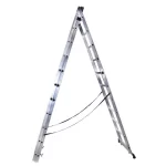 Scara tripla aluminiu BISONTE STR311 3 x 11 trepte inaltime maxima 7.5 m - imagine 2