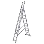 Scara tripla aluminiu BISONTE STR311 3 x 11 trepte inaltime maxima 7.5 m - imagine 3