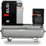 Compresor electric cu surub ELGI EN 7-7bar debit 1.13mc/min, uscator si rez.270L inclus, 7.5kW/400V