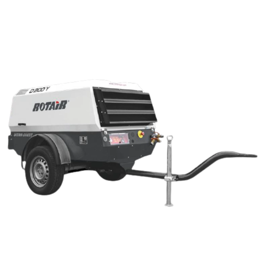 MDVN-D-200-Y-2 Motocompresor ROTAIR D200 Y 5650l/min 7bar motor YANMAR cu bara tractare fixa doar pentru santier - imagine 1