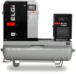 Compresor electric cu surub ELGI EN5-7bar debit 0.74mc/min, uscator si rez.270L inclus, 5.5kW/400V