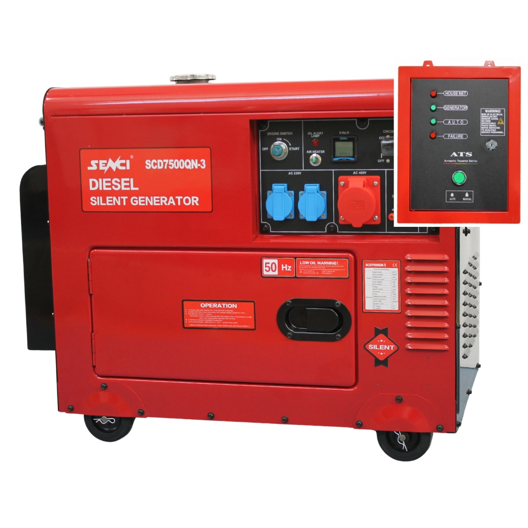 SCD7500QN-3-Generator-de-curent-insonorizat-trifazic-Senci_1 Generator insonorizat SENCI SCD7500QN-3 ATS putere maxima 4,8 KW/400V 1,6 KW/230V, motor Diesel ATS inclus - imagine 1
